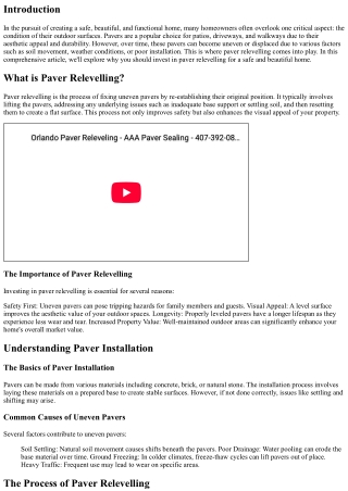 Why You Should Invest in Paver Relevelling for a Safe and Beautiful Home