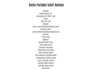 Kento Portable Toilet Rentals