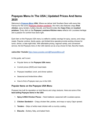 Popeyes Menu In The USA _ Updated Prices And Items 2025