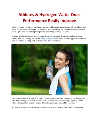 Athletes & Hydrogen Water Does Performance Really Improve