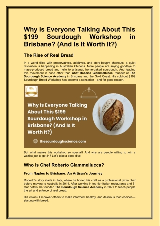 Why Is Everyone Talking About This $199 Sourdough Workshop in Brisbane And Is It Worth It