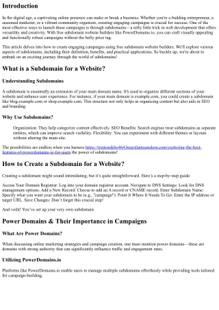Creating Engaging Campaigns Using Free Subdomain Website Builders
