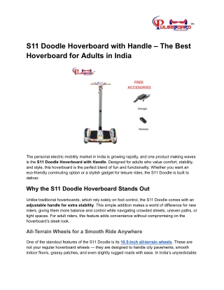 S11 Doodle Hoverboard with Handle – Best Hoverboard for Adults in India