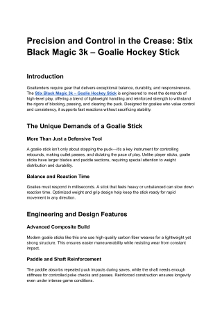 Precision and Control in the Crease_ Stix Black Magic 3k – Goalie Hockey Stick
