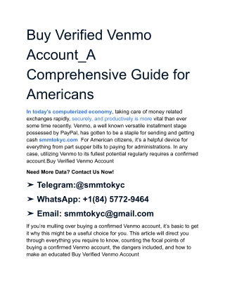Buy Verified Venmo Account_A Comprehensive Guide for Americans
