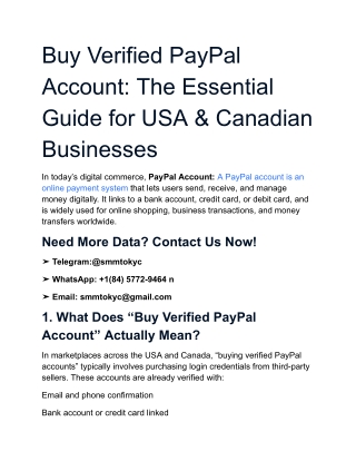 Buy Verified PayPal Account_ The Essential Guide for USA & Canadian Businesses