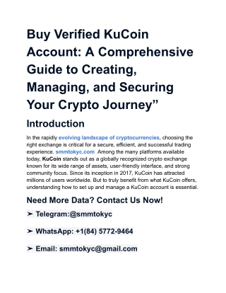 Buy Verified KuCoin Account_ A Comprehensive Guide to Creating, Managing, and Securing Your Crypto Journey”