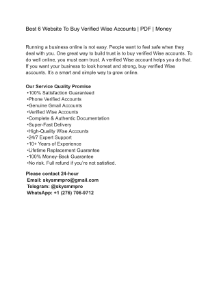 Best Verified Wise Accounts-Personal and Business Verified