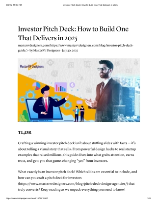 Investor Pitch Deck: How to Build One That Delivers in 2025