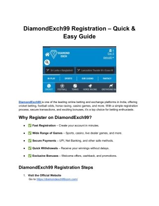 DiamondExch99 Registration – Quick & Easy Guide