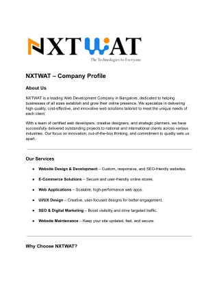 NXTWAT – Company Profile