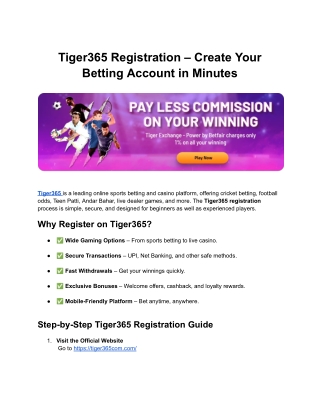 Tiger365 Registration – Create Your Betting Account in Minutes
