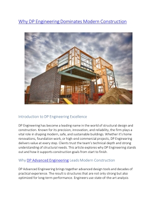 Why DP Engineering Dominates Modern Construction