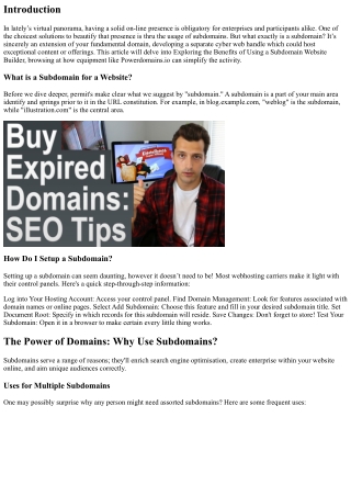 Exploring the Benefits of Using a Subdomain Website Builder