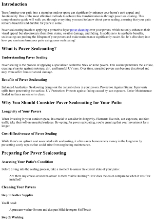 Transform Your Patio with Paver Sealcoating: A Step-by-Step Guide