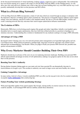 Why Every Marketer Should Consider Building Their Own PBN