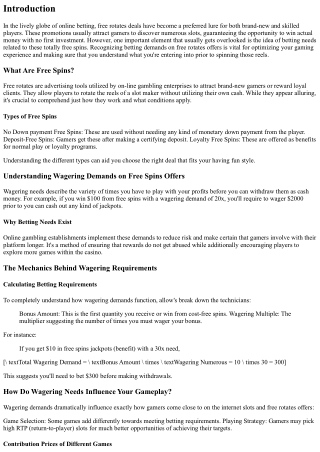 Recognizing Wagering Requirements on Free Spins Offers