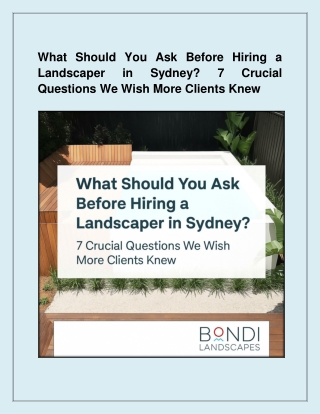 What Should You Ask Before Hiring a Landscaper in Sydney?