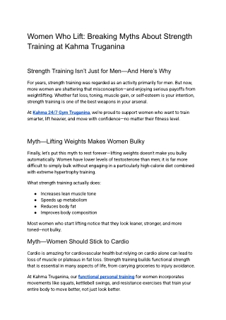 Women Who Lift_ Breaking Myths About Strength Training at Kahma Truganina