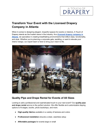 Transform Your Event with the Licensed Drapery Company in Atlanta