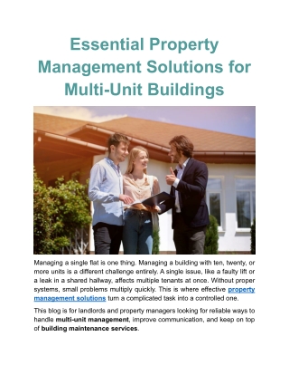 Essential Property Management Solutions for Multi-Unit Buildings