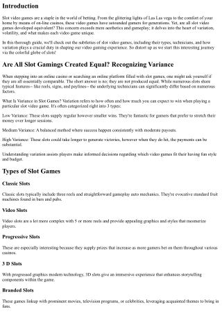 Are All Slot Games Produced Equal? Understanding Variation