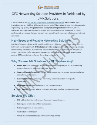 OFC Networking Solution Providers in Faridabad by JMK Solutions