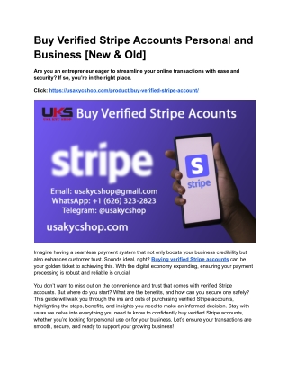 Buy Verified Stripe Accounts Personal and Business [New & Old]