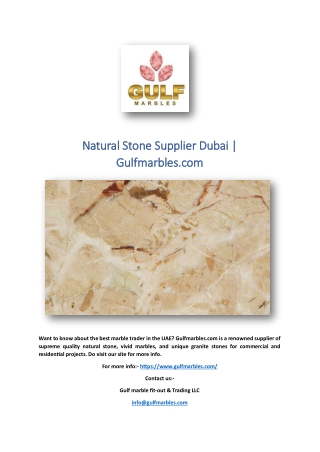 Natural Stone Supplier Dubai | Gulfmarbles.com