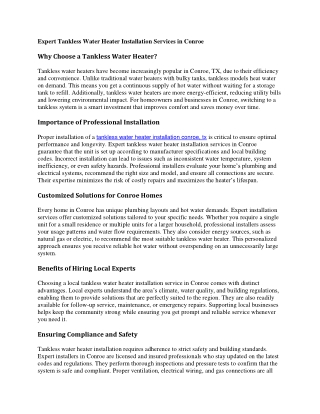 tankless water heater installation conroe, tx