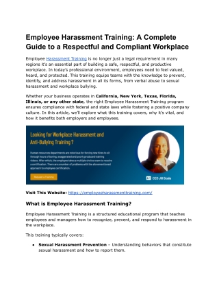 Employee Harassment Training_ A Complete Guide to a Respectful and Compliant Workplace