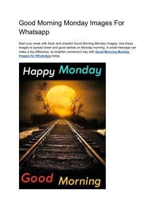 Good Morning Monday Images For Whatsapp