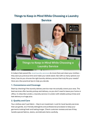 Things to Keep in Mind While Choosing a Laundry Service