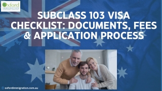 Subclass 103 Visa Checklist Documents, Fees & Application Process