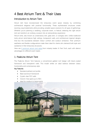 4 Best Atrium Tent & Their Uses
