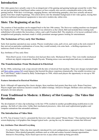 From Timeless to Modern: A History of Slot Gamings