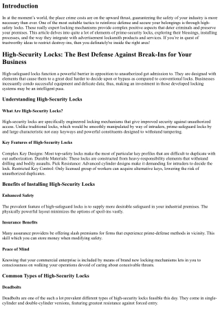 High-Security Locks: The Best Defense Against Break-Ins for Your Business