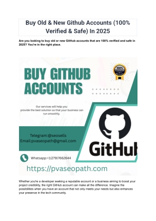 Buy Old & New Github Accounts (100% Verified & Safe) In 2025