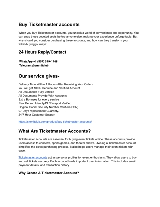 Buy Verified Ticketmaster Accounts – Instant Access