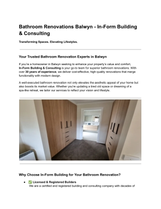 Bathroom Renovations Balwyn - In-Form Building & Consulting
