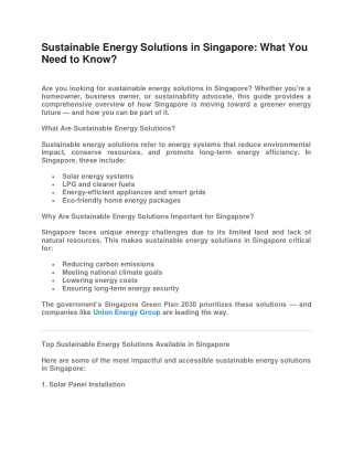 Sustainable Energy Solutions in Singapore What You Need to Know