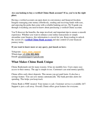 Buy Verified Chime Account Today – 100% Working Guarantee