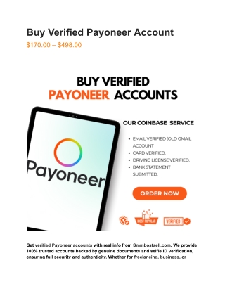 Buy Verified Payoneer Account- Personal & Business