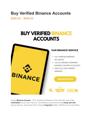 Smmbostsell buy verified fully KYC Binance accounts