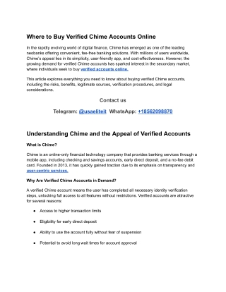 How to Buy Verified Chime Accounts Without Risk