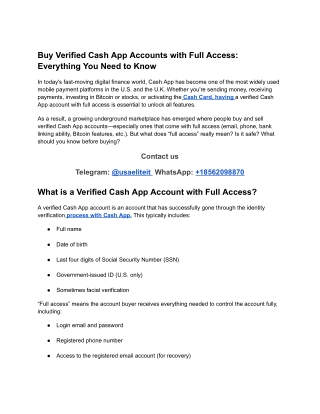 Top 36 Places to Buy Verified Cash App Accounts Online