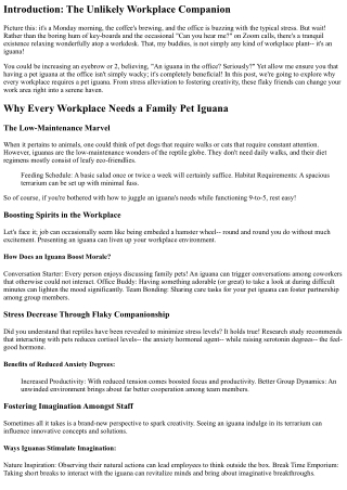 Why Every Office Demands a Family Pet Iguana