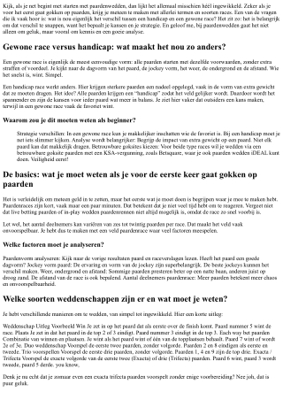 Wat is het verschil tussen een handicap en een gewone race?