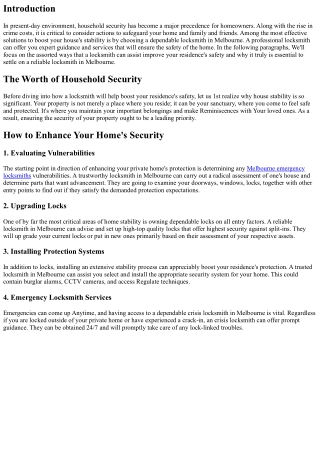 The best way to Boost your Property's Safety using a Trusted Locksmith in Melbou