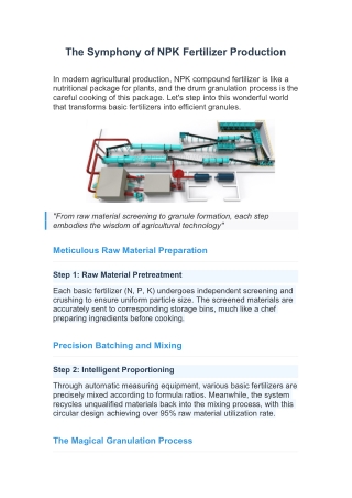 The Symphony of NPK Fertilizer Production
